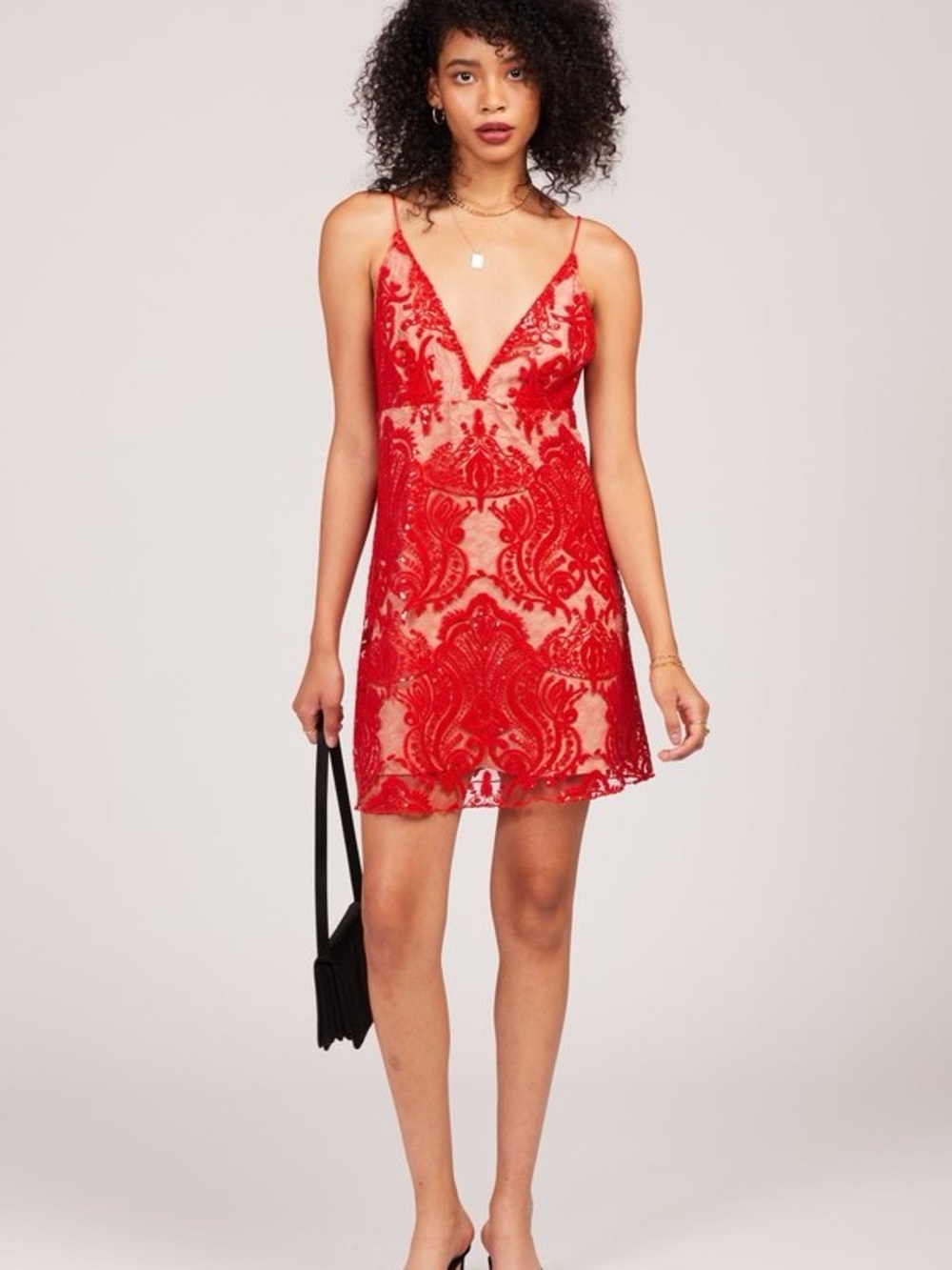 Free People Night Shimmers Mini Dress - Red